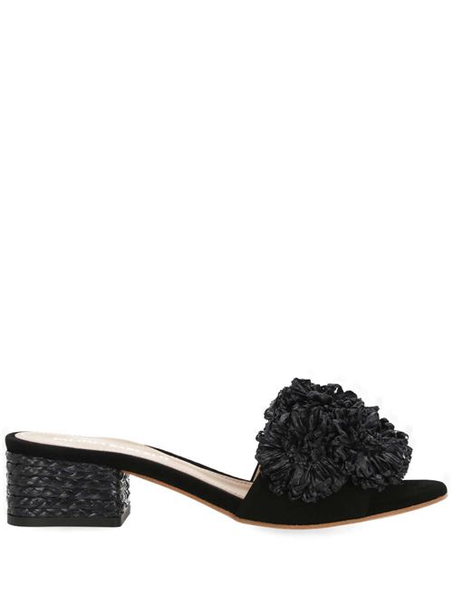 black suede almond open toe floral Paloma Barcelò | 24-2210FIOREBLACK